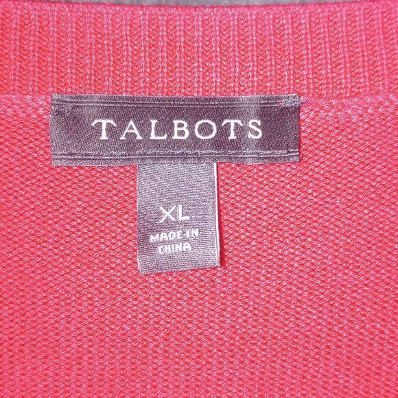 Talbots Red Embellished Love Sweater Size XL EUC P2P 23 Length 25 in - Picture 7 of 11